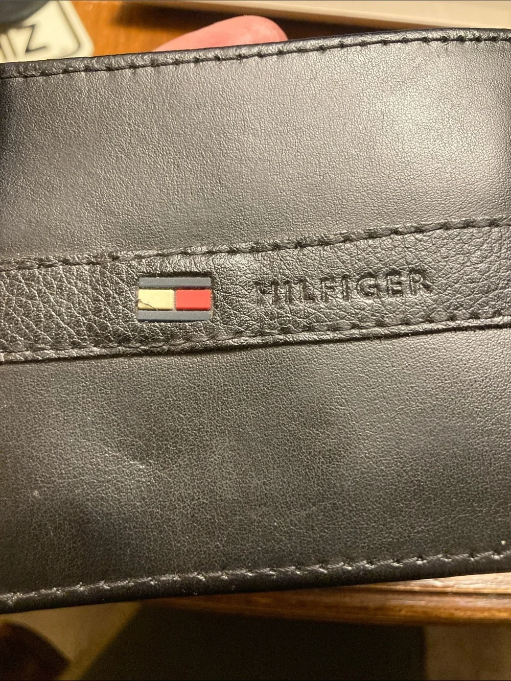 Tommy Hilfiger Black Leather Wallet with Flag Accent